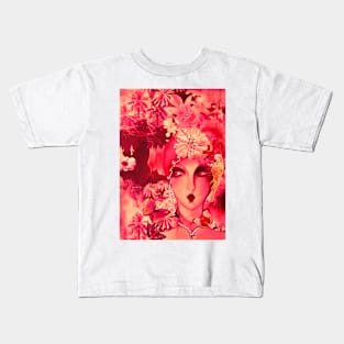 DEEP BLUSHED PINK ART DECO FLAPPER BUTTERFLIES BIRDS ROSES, ART COLLAGE POSTER Kids T-Shirt